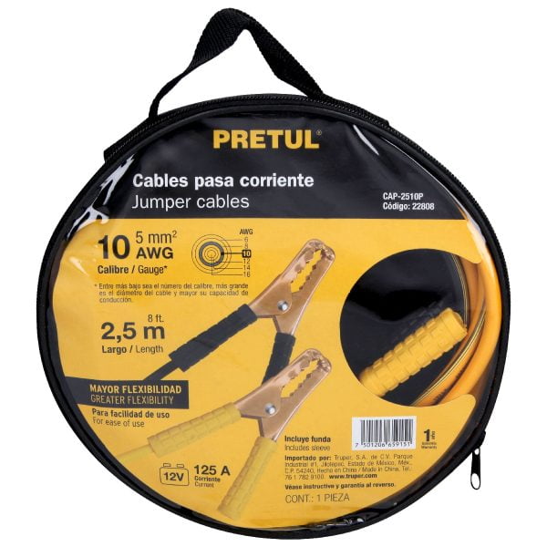 Cables pasa corriente 2.5m, 125 a, 10 awg, con funda, pretul - Imagen 3