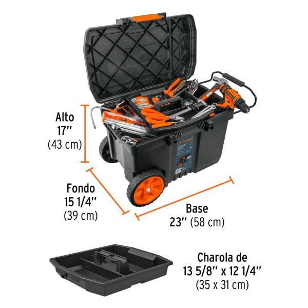 Caja para herramienta de 23" con ruedas y mango telescópico - Imagen 6