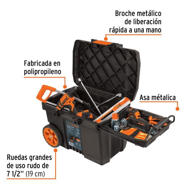 Caja para herramienta de 23" con ruedas y mango telescópico - Imagen 5