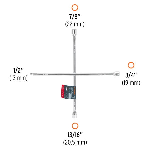 Llave de cruz 20" pulida y cromada con entrada cuadro 1/2" - Imagen 3