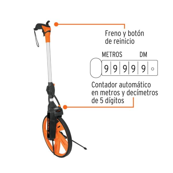 Odómetro con freno, rueda de 13", Truper - Imagen 3