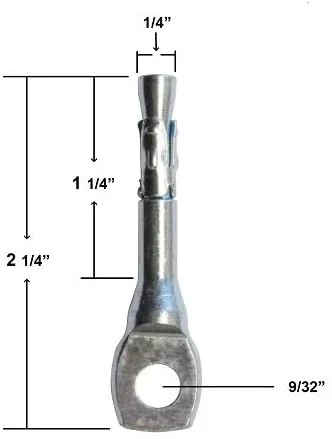 Perno Ojo de anclaje Expansivo Zincado 1/4" x 2.1/4"