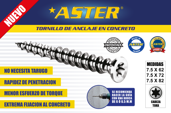 Tornillo Autorroscante Torx dentado para concreto - Aster