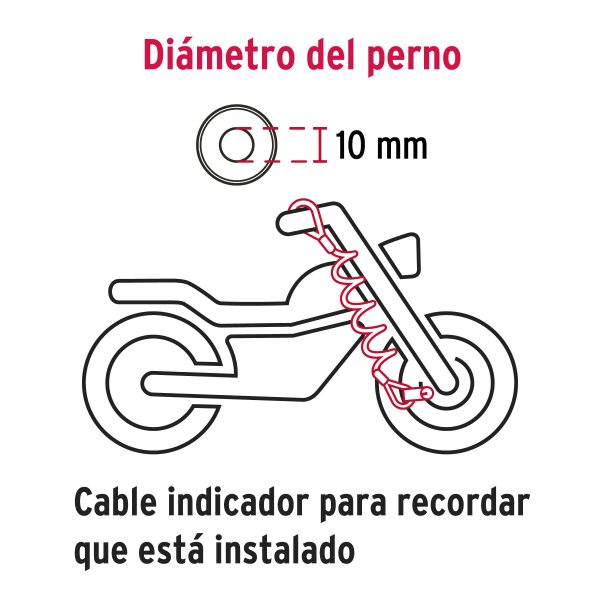 Candado para disco de freno en motos 10mm acero solido reforzado grado 80 – Hermex - Imagen 4