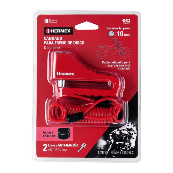 Candado para disco de freno en motos 10mm acero solido reforzado grado 80 – Hermex - Imagen 3