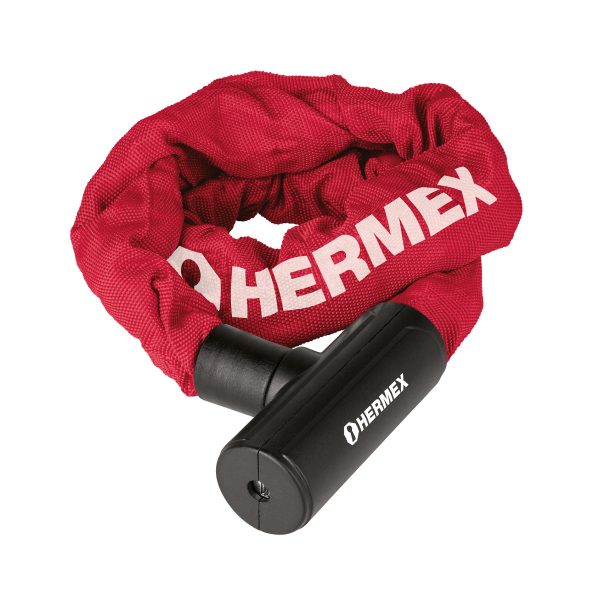 Candado con cadena grado 80 forrada de 10 mm para moto y bicicleta, Hermex