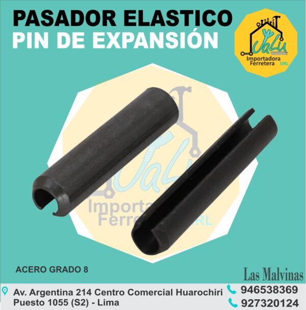 Pin Ranurado pasador Elástico Negro clase 12.9 milimetrico